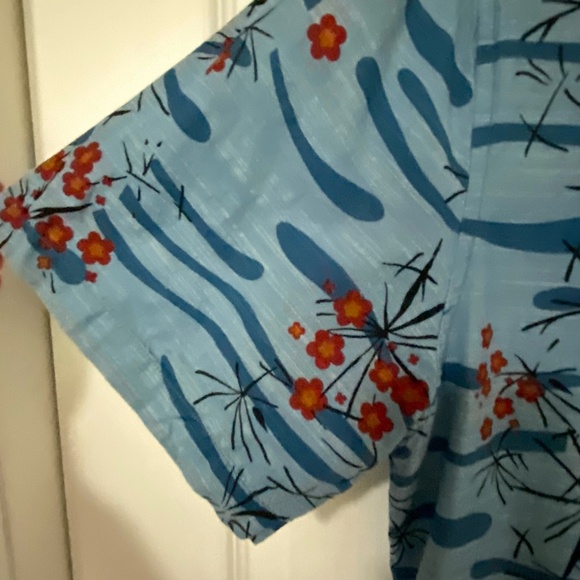 Roark Revival Mens Blue Cotton Tropical Summer Vacation Button Up Shirt-Sz-L - Picture 7 of 15